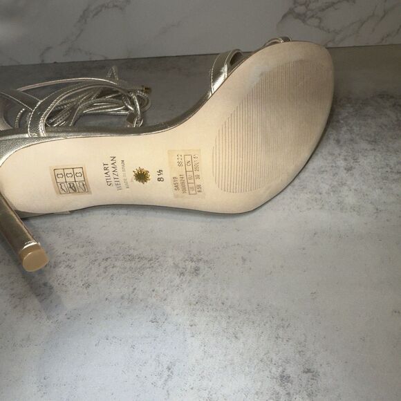 Stuart Weitzman Womens Soiree 100 Lace-Up Platino 8.5 B - Picture 8 of 15